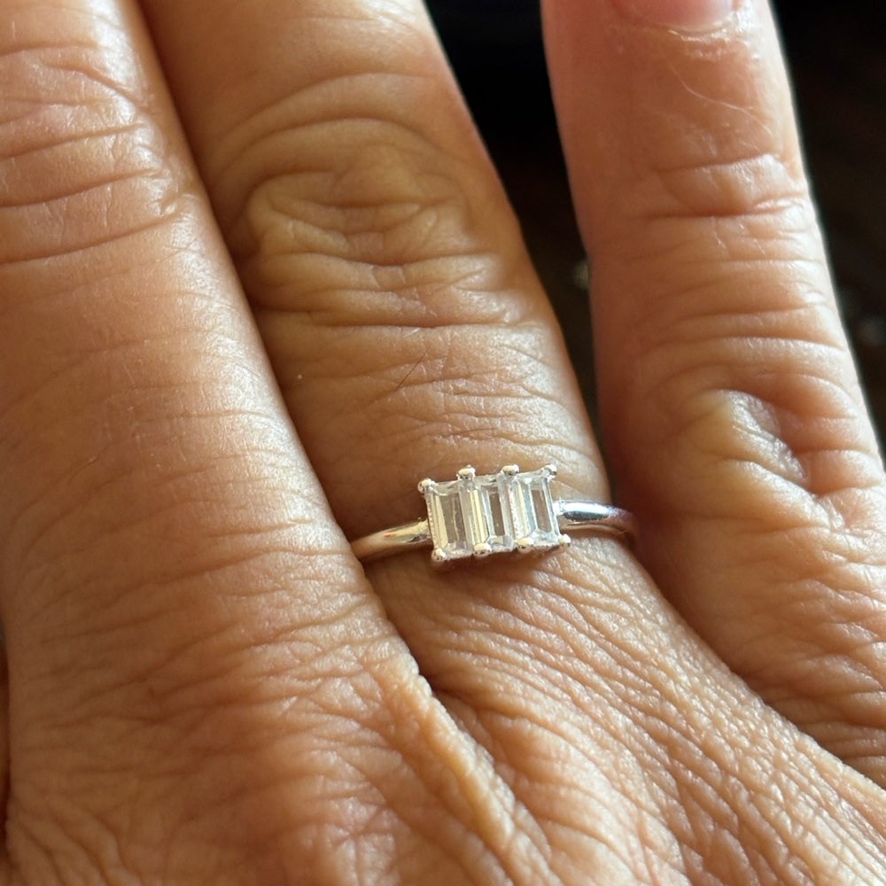 Elegant Silver Triple Stone Ring